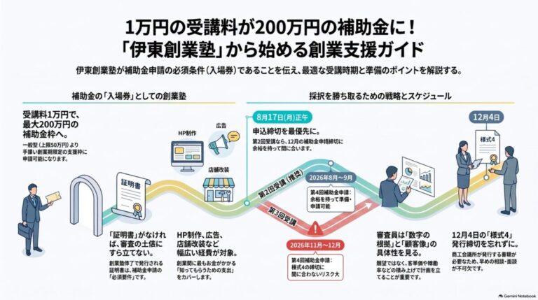 受講料1万円が200万円の入場券に|伊東創業塾から持続化補助金へ