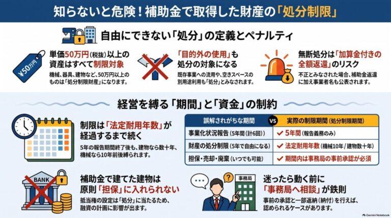 補助金で買った機械や建物は自由に使えない